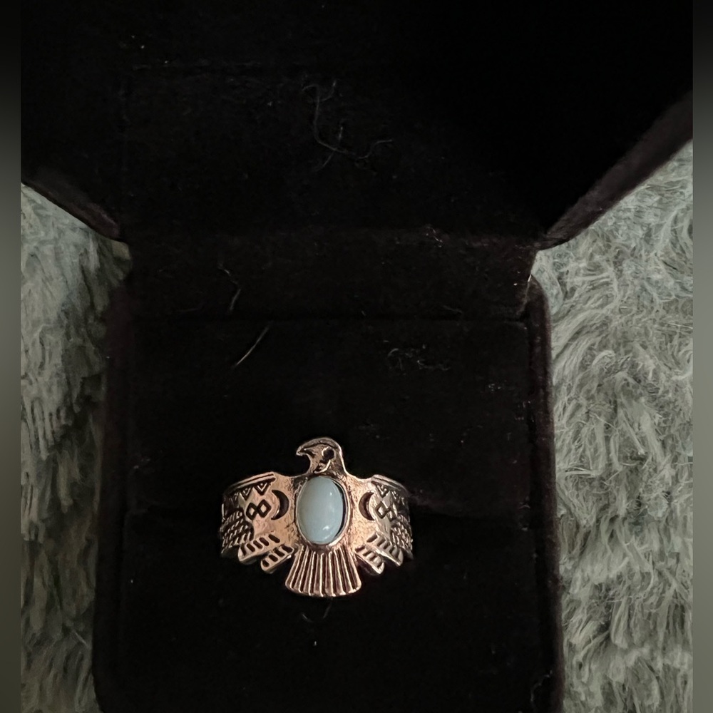 Women’s Stainless Steel Silver Faux Turquoise Ring Size 7